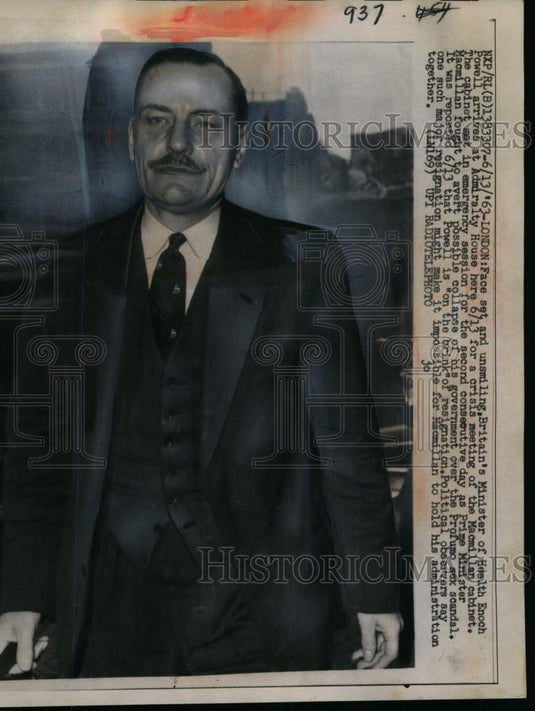 1963 Press Photo Enoch Powell at Admiralty House for Cabinet Meeting, London - Historic Images