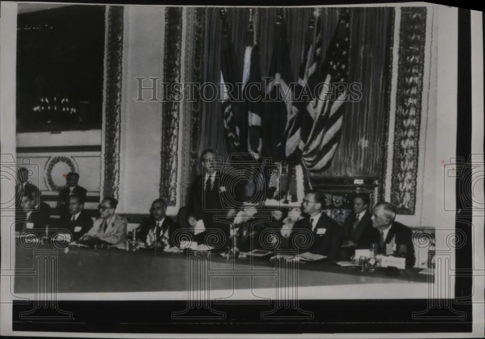 1958 Press Photo Baghdad Pact&#39;s Council PM Harold Macmillan, John Foster Dulles - Historic Images