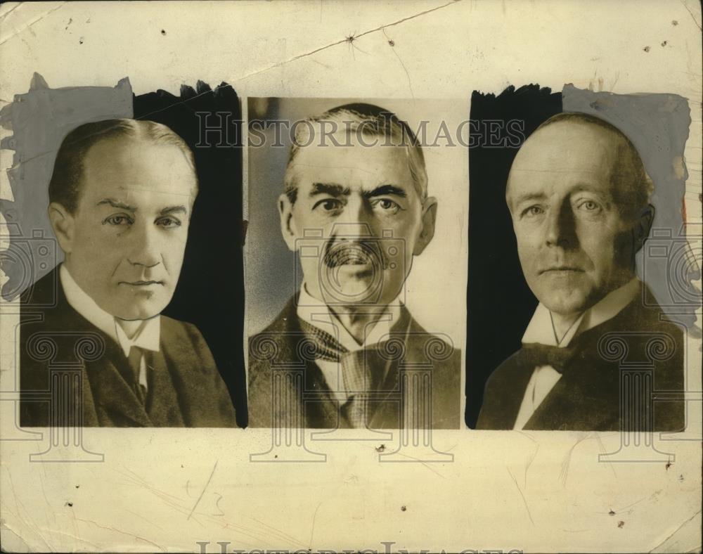 1932 Press Photo Stanley, Neville Chamberlain & Walter Rungman debt settlement - Historic Images