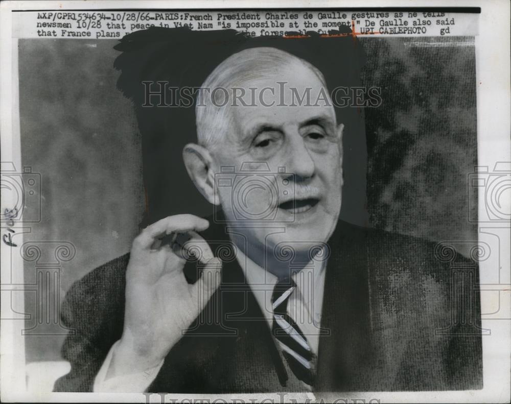 1966 Press Photo French President Charles de Gaulle During Interview - neo05910 - Historic Images