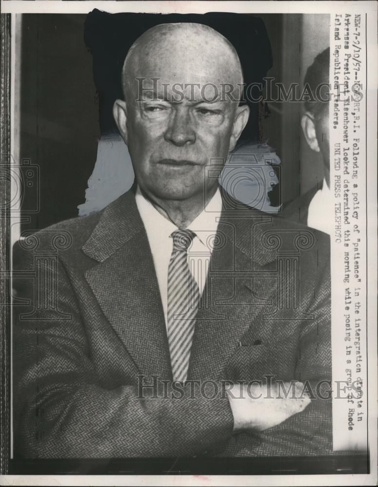 1957 Press Photo Eisenhower With Group of Republican Rhode Island Republicans - Historic Images