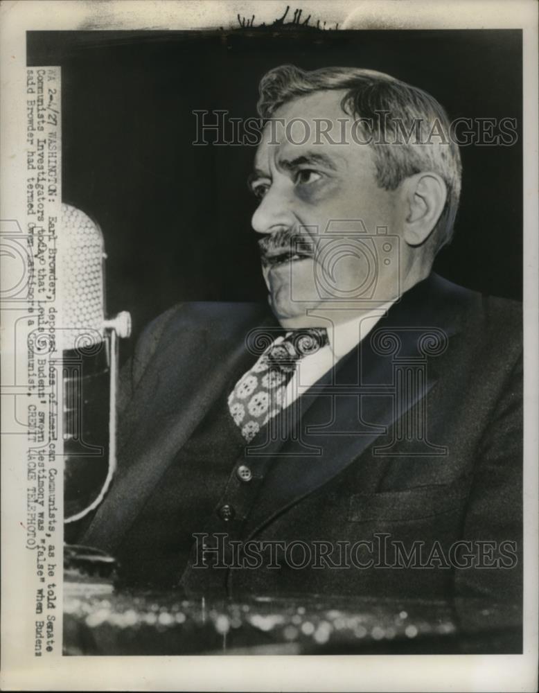 1951 Press Photo Earl Browder at Senate Communism Investigation - neo04929 - Historic Images