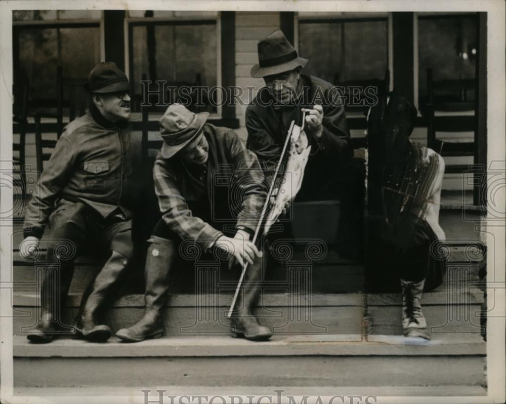 1938 Press Photo Ralph Flanders, Landon, Gov. Aiken & Waterman fishing in VT - Historic Images