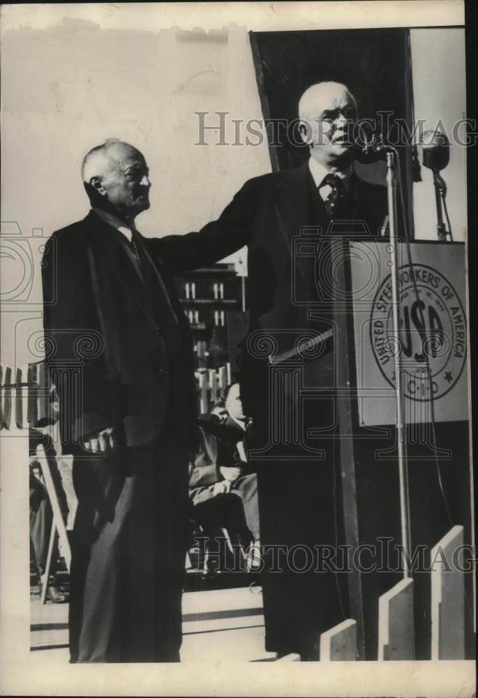 1949 Press Photo Phil Murray &amp; Andrew Griasek Retired Homestead, PA steelworkers - Historic Images