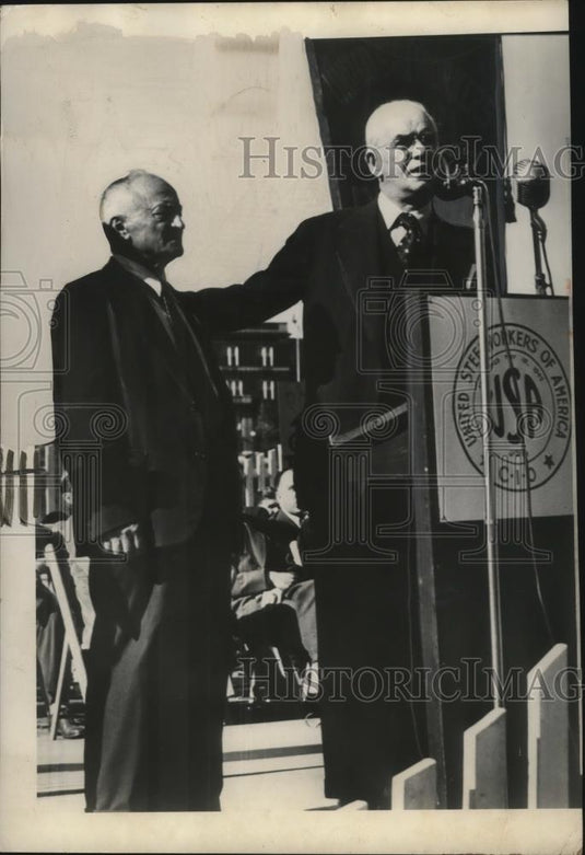 1949 Press Photo Phil Murray & Andrew Griasek Retired Homestead, PA steelworkers - Historic Images