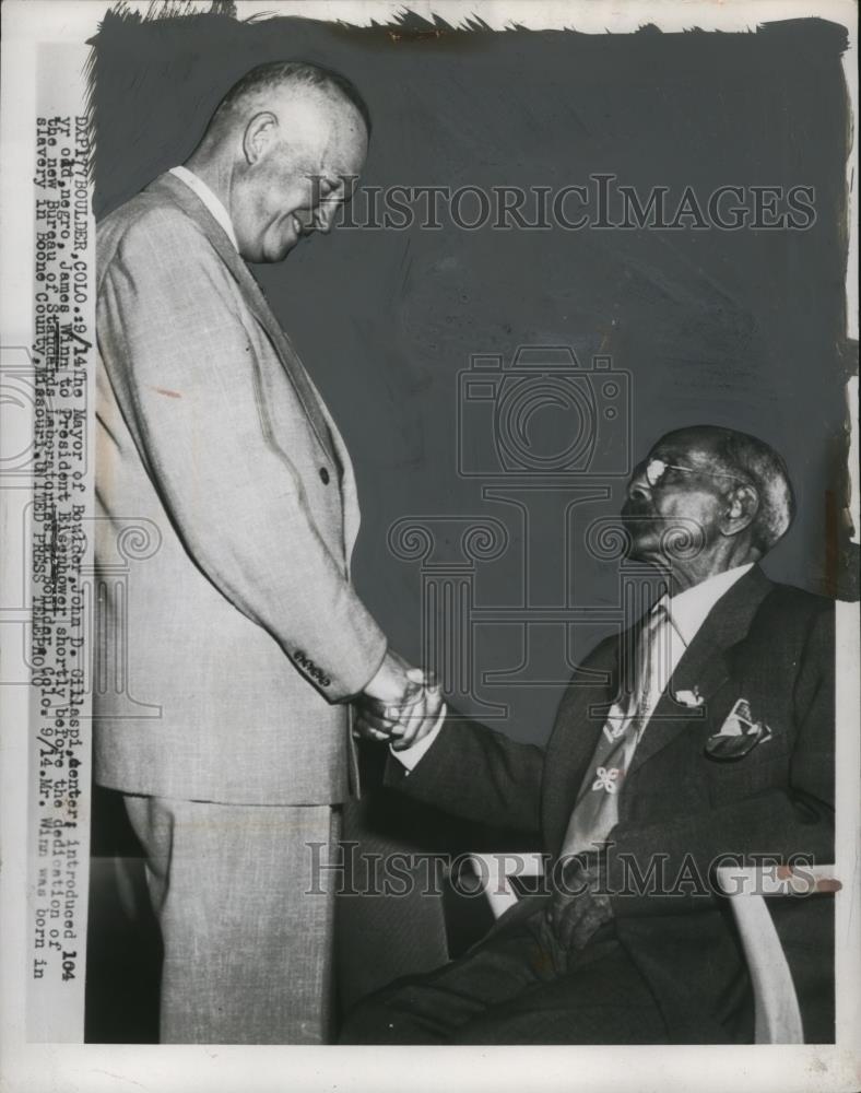 1954 Press Photo James Winn & President Dwight Eisenhower in Boulder, Colorado - Historic Images