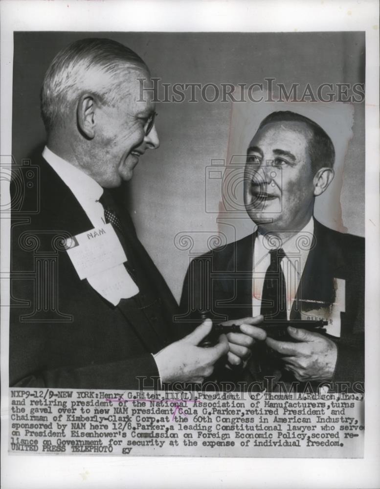 1955 Press Photo Cola G Parker Made President National Association Manufacturers - Historic Images
