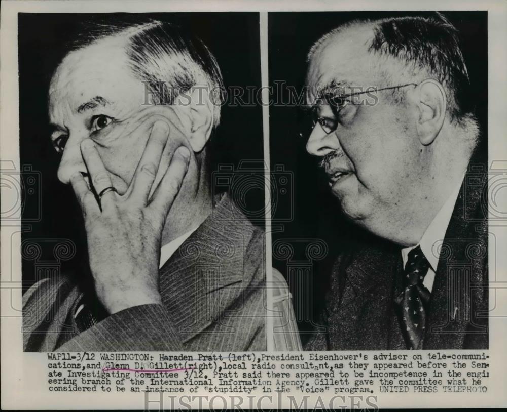 1958 Press Photo President Eisenhower&#39;s Adviser Haraden Pratt And Glenn Gillett - Historic Images