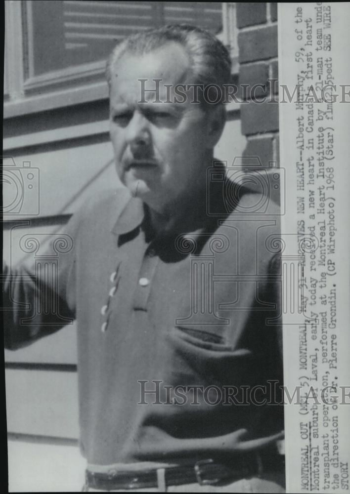1968 Press Photo Albert Murphy, received heart transplant in Montreal Heart Inst - Historic Images