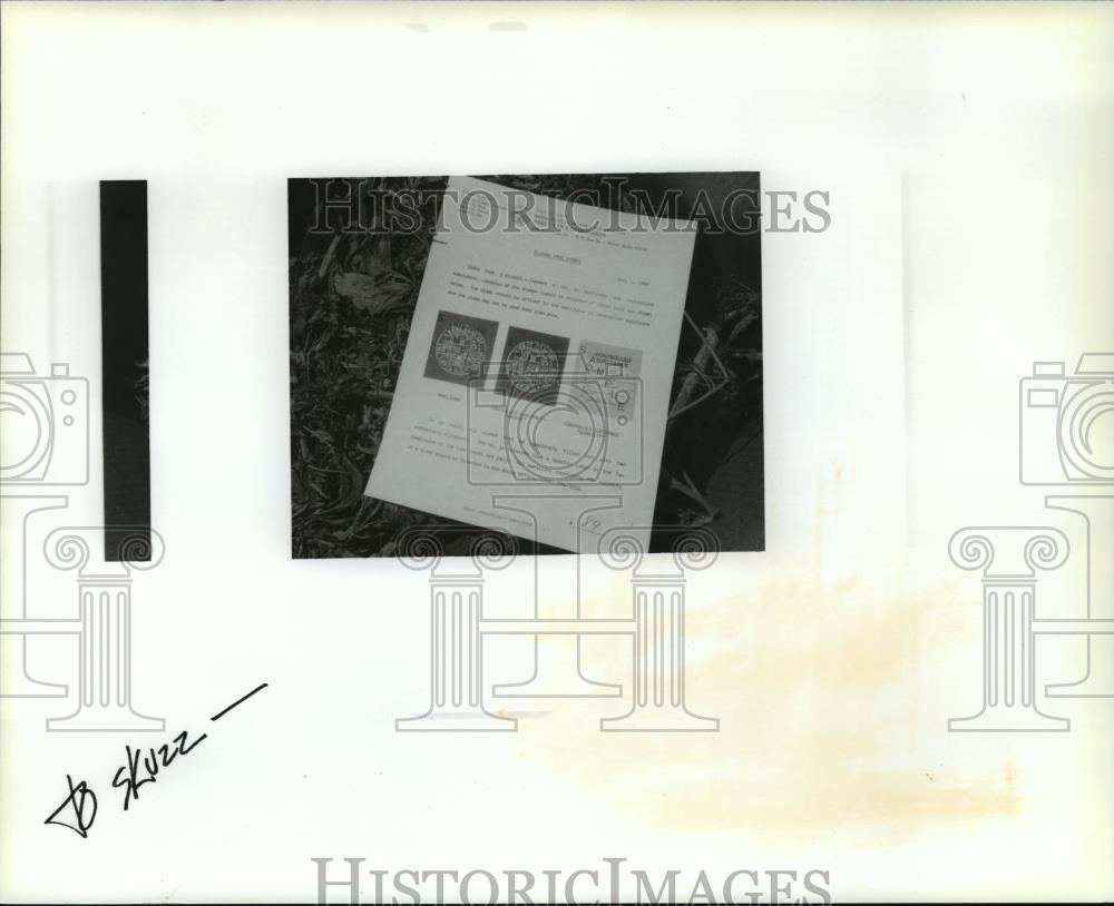 1989 Press Photo Illegal Drug Stamp Tax Act - spa56550 - Historic Images