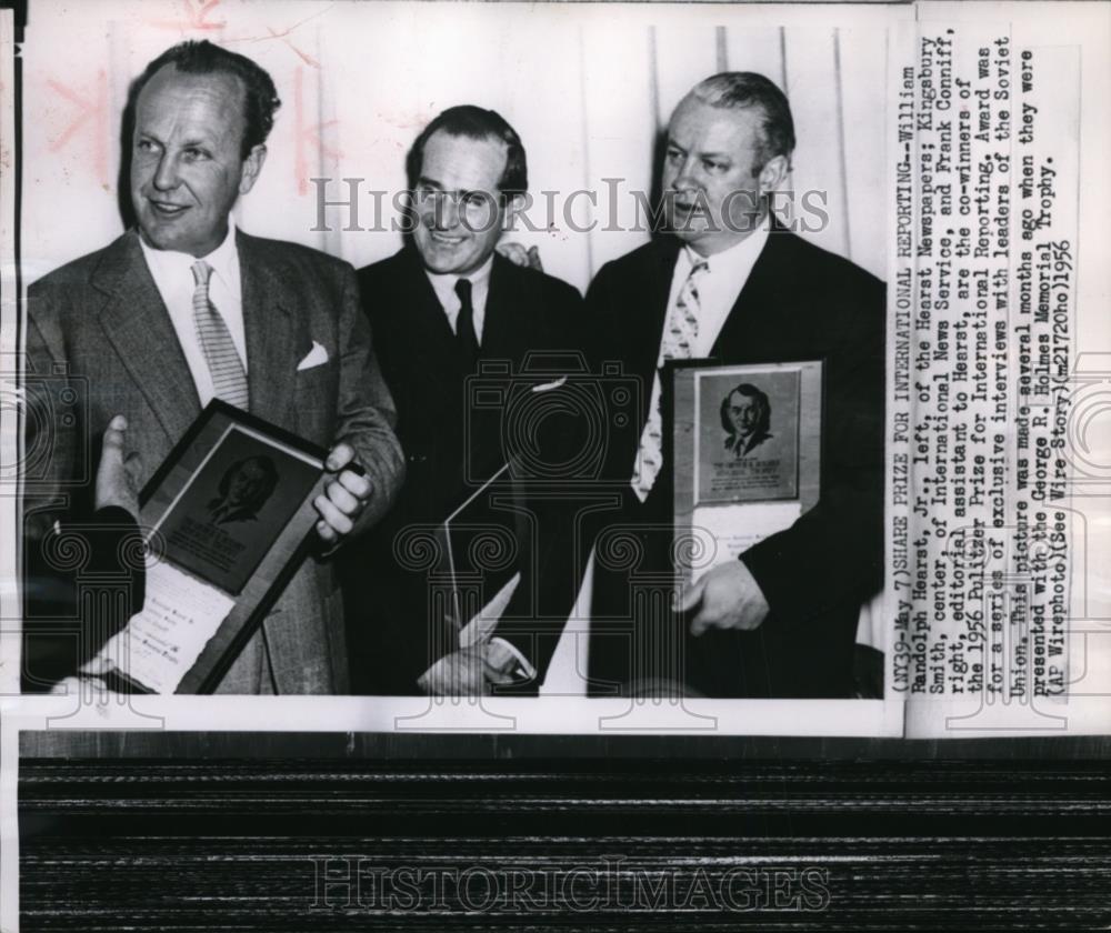 1956 Wire Photo William Randolph Hearst, Jr., Kingsbury Smith and Frank Conniff - Historic Images