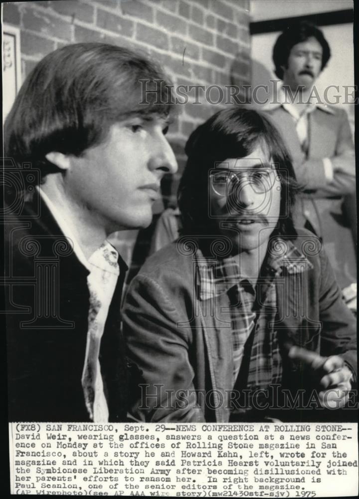 1975 Wire Photo Rolling Stone writers David Weir and Howard Kahn - spw03435 - Historic Images