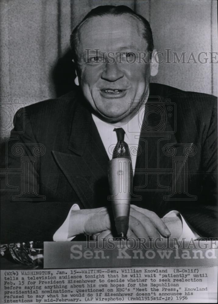 1956 Wire Photo Senator William Knowland - spw03573 - Historic Images