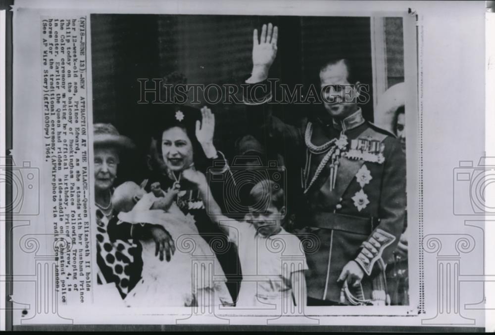 1964 Wire Photo Queen Elizabeth II holding Prince Edward - spw03266 - Historic Images