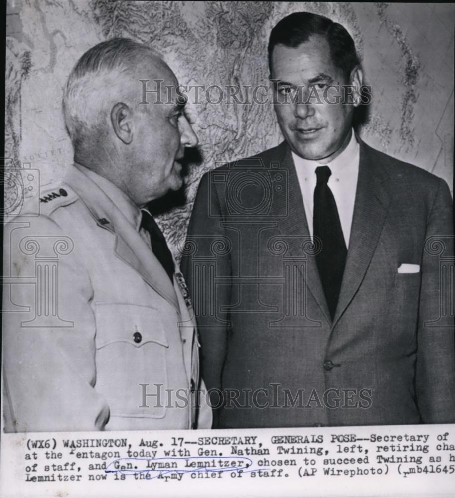 1960 Wire Photo General Nathan Twining and Gen. Lyman Lemnitzer - spw03580 - Historic Images