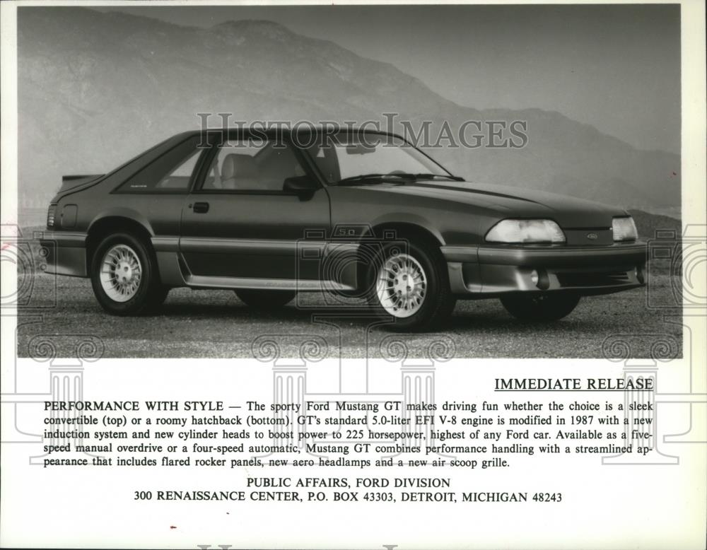 1986 Press Photo The Sporty Ford Mustang GT - spa66258 - Historic Images