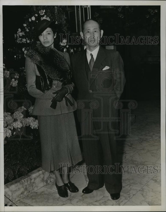 1938 Press Photo New York General & Mrs S Sawada Japan Military Attache NYC - Historic Images