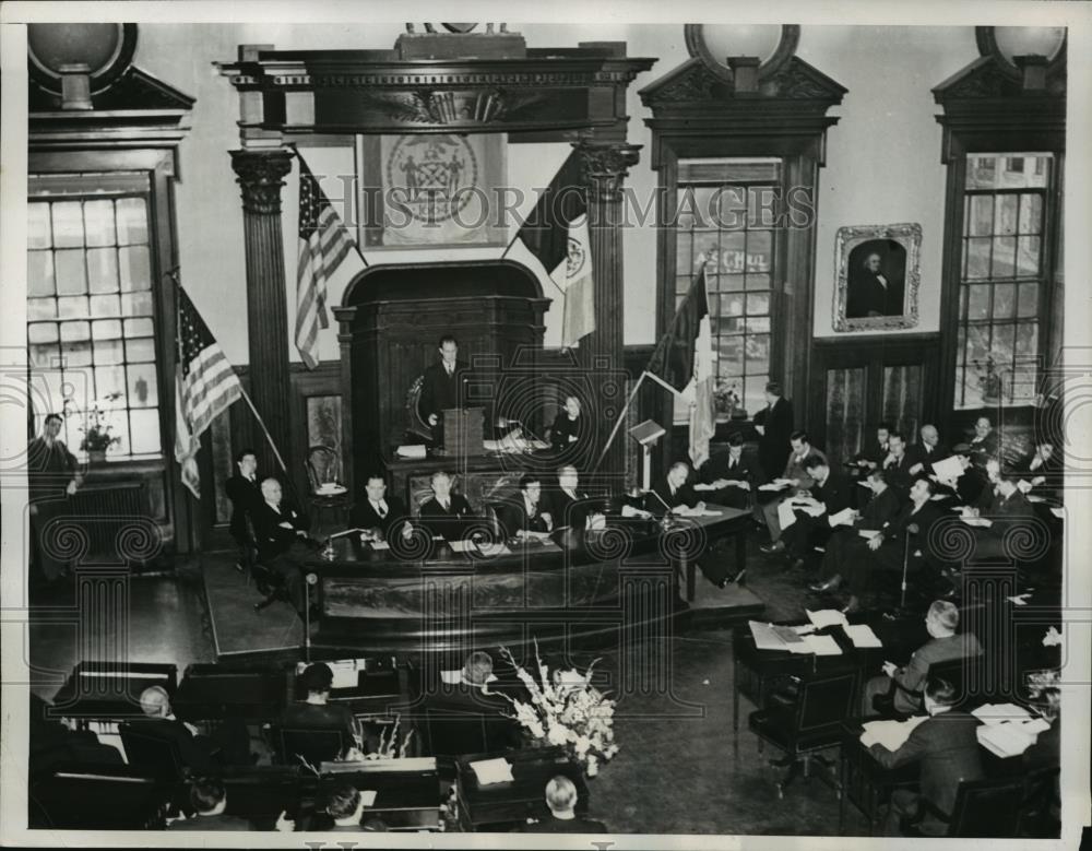 1938 Press Photo New York NY City Council president A Newbold Morris in NYC - Historic Images