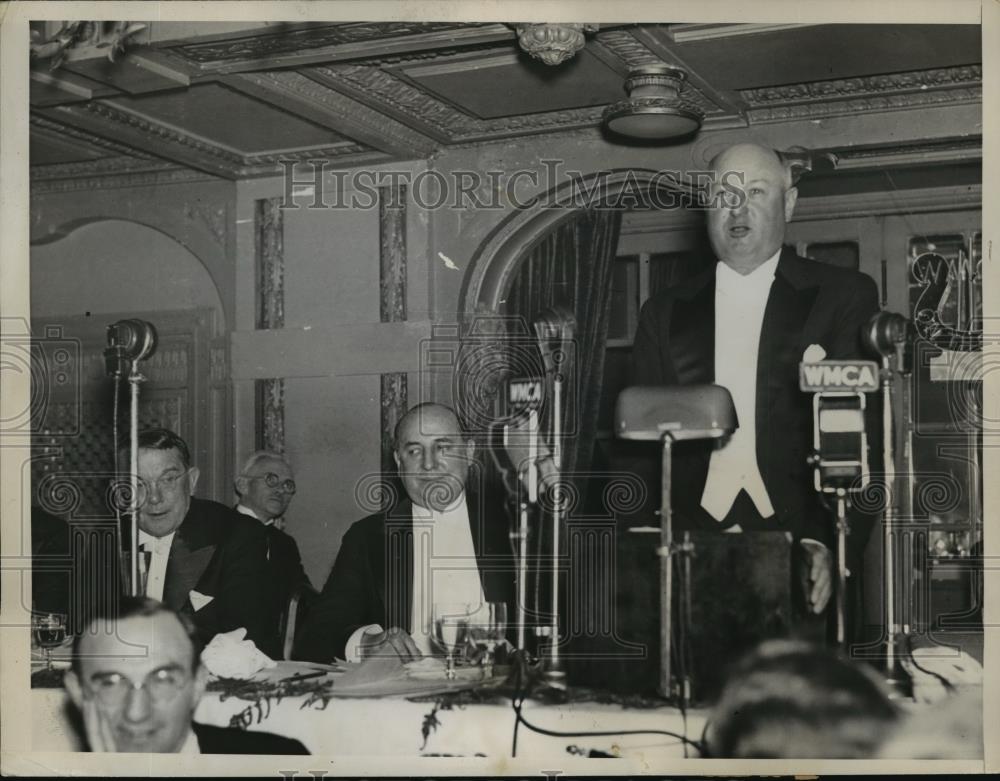 1936 Press Photo New York Postmaster General James Farley at Hotel Astor NYC - Historic Images