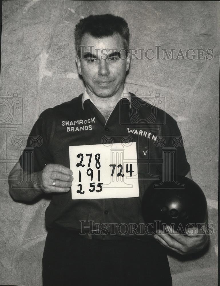 1965 Press Photo Bowler Warren Young of Spokane owns the top high singles game - Historic Images