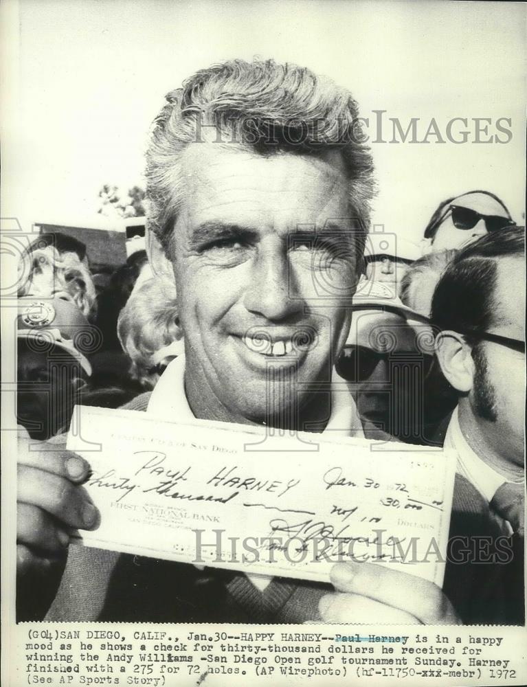 1972 Press Photo Paul Harney wins Andy Williams - San Diego Open golf tournament - Historic Images