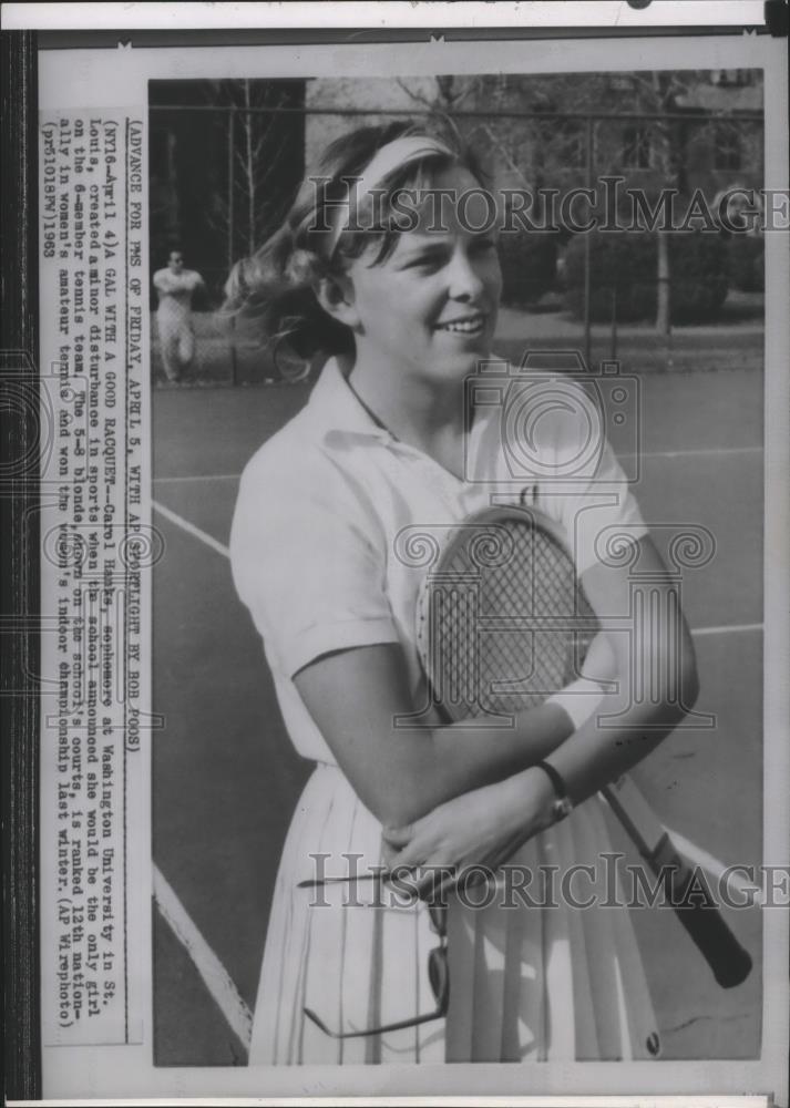 1963 Press Photo Washington University in St. Louis tennis player, Carol Hanks - Historic Images