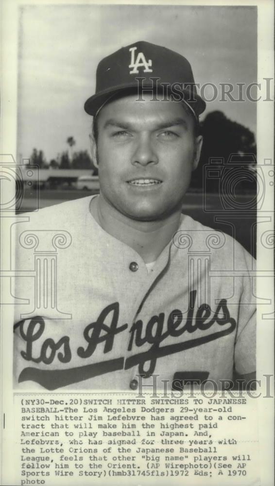 1970 Press Photo Los Angeles Dodgers 29-year-old switch hitter Jim Lefebvre - Historic Images