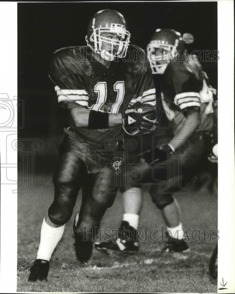 1993 Press Photo Coeur d&#39;Alene football player, Chad Hensley scores 5 touchdowns - Historic Images