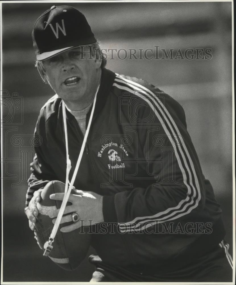 1987 Press Photo Dennis Erickson of Washington State Football Coaching Team - Historic Images