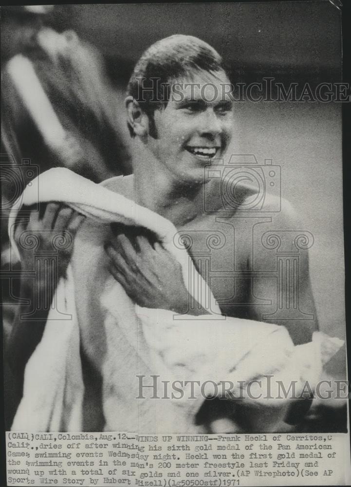 1971 Press Photo Swimmer, Frank Heckl, wins 6th Pan American Games gold medal - Historic Images