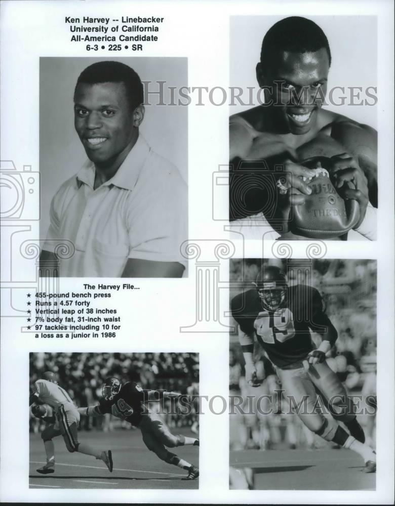1992 Press Photo University of California football linebacker, Ken Harvey - Historic Images