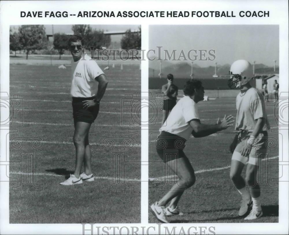 1992 Press Photo Dave Fagg-Arizona Associate Head Football Coach on Field - Historic Images