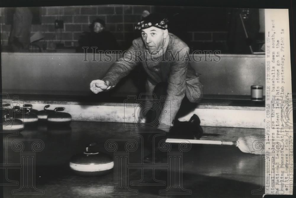 1947 Press Photo Ford Frick-National League Baseball President Curling - Historic Images