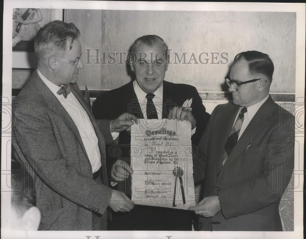 1958 Press Photo Frederick Phelps,Fred E. Nichols &amp; Baseball GM Spencer Harris - Historic Images