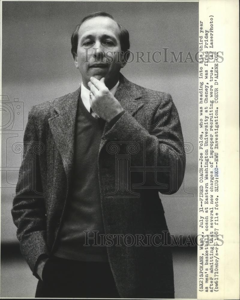 1987 Press Photo Joe Folda-Washington University at Cheney Basketball Coach - Historic Images