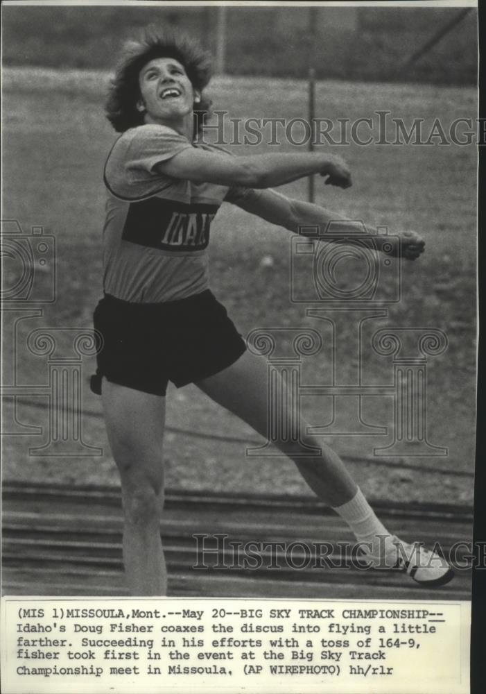 1975 Press Photo Doug Fisher-Idaho Track Athlete Wins in Discus Competition - Historic Images