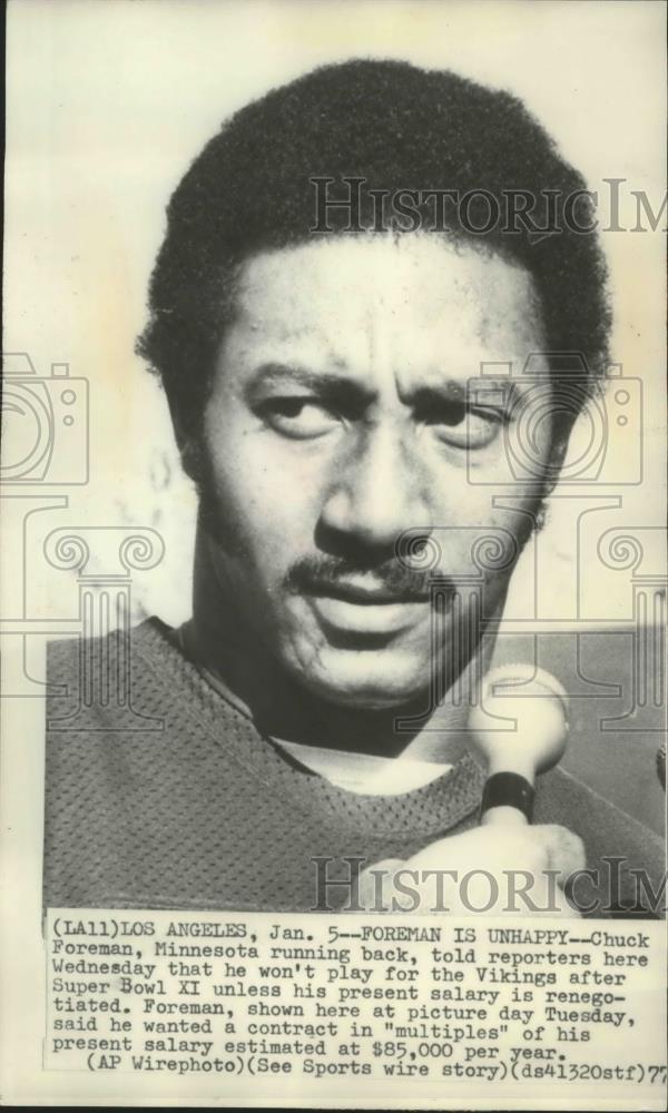 1977 Press Photo Minnesota Vikings football player, Chuck Foreman - sps04905 - Historic Images