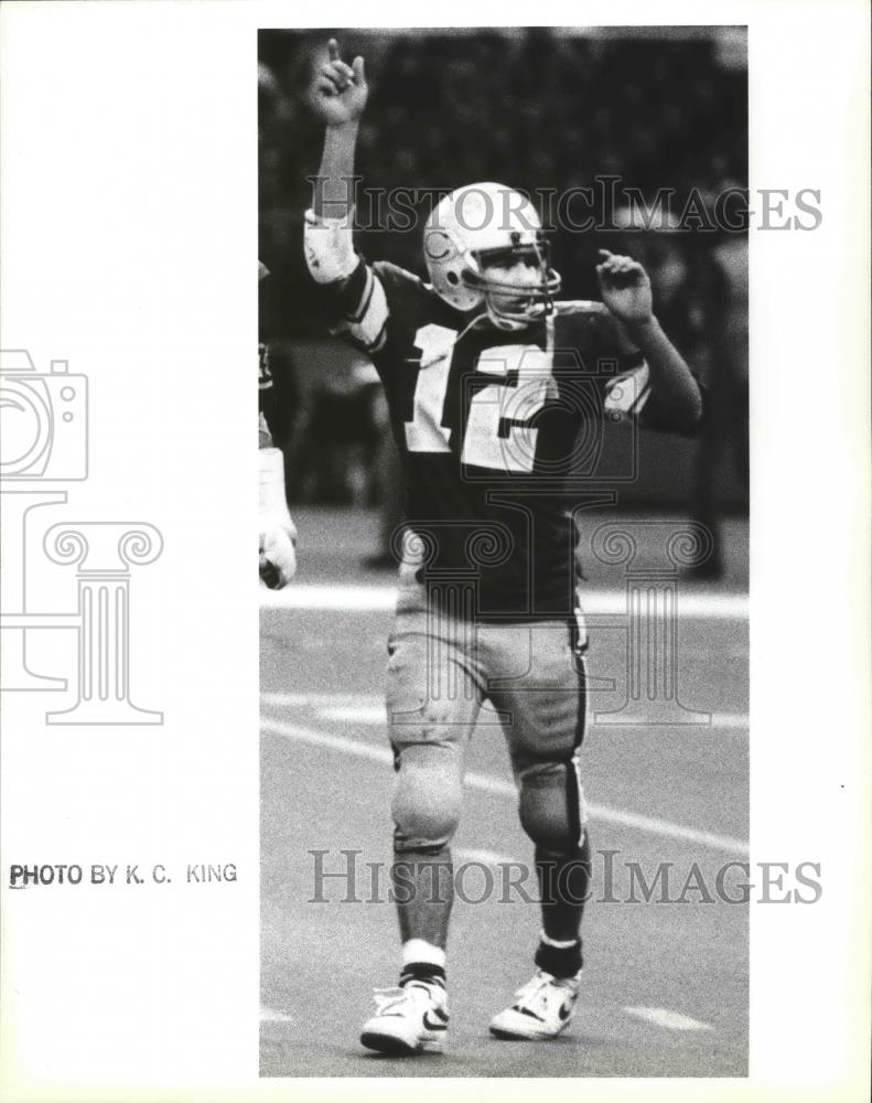 1987 Press Photo Hunters football player, Bart Kieffer - sps05111 - Historic Images