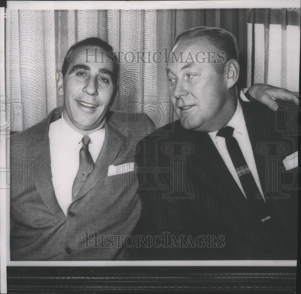 1958 Press Photo 49ers owner, Vic Morabito &amp; football coach Howard &quot;Red&quot; Hickey - Historic Images