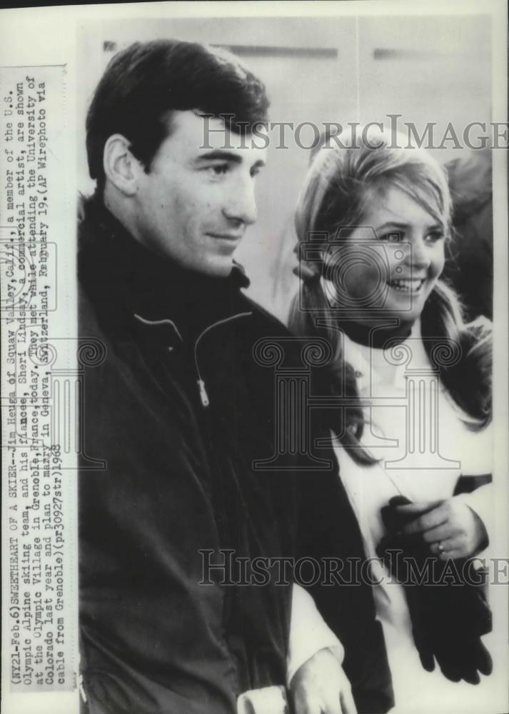 1968 Press Photo U.S. Olympic Alpine skier, Jim Huega &amp; fiancee, Sheri Lindsay - Historic Images