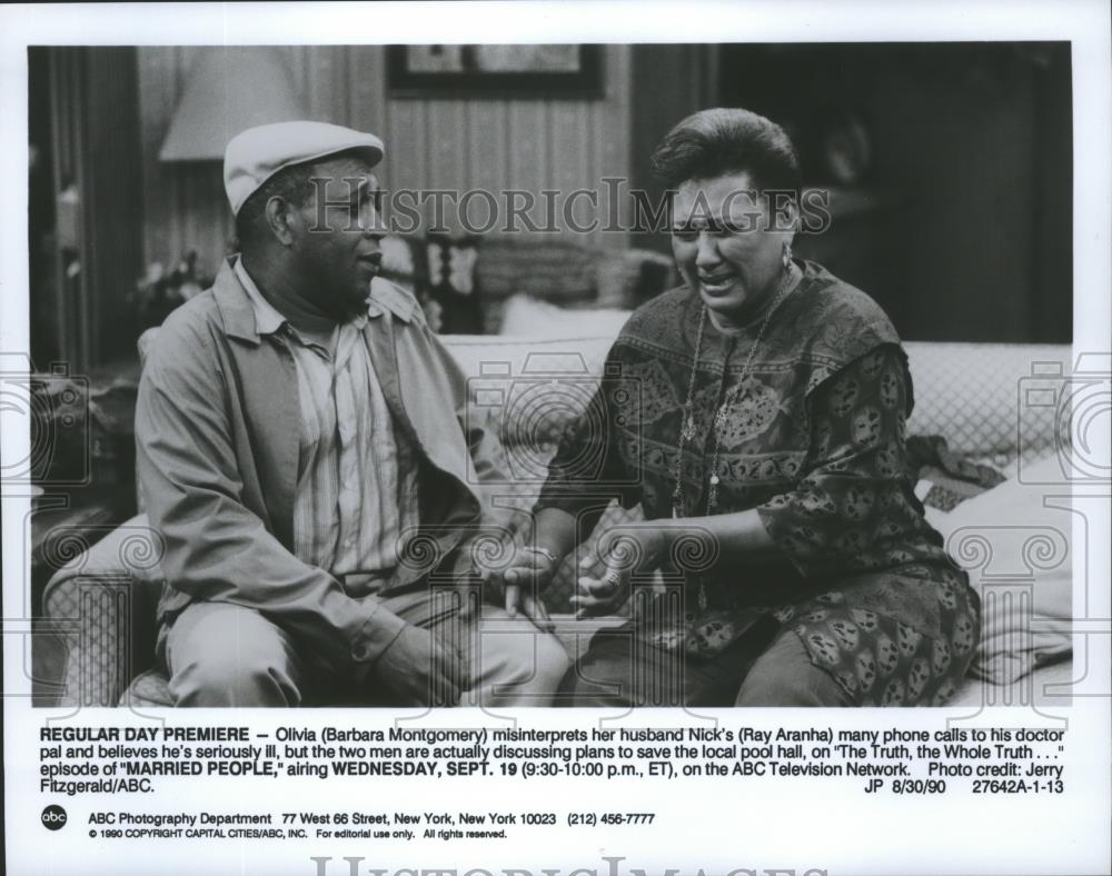 1990 Press Photo Barbara Montgomery and Ray Aranha in Married People ...