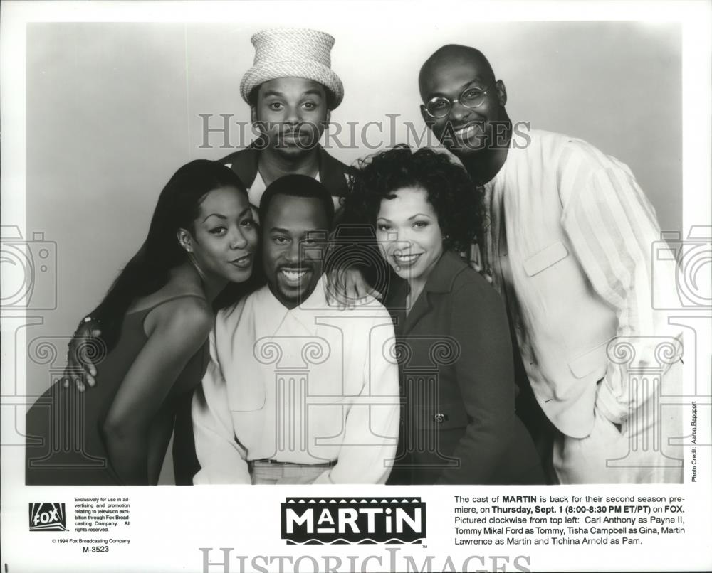 1994 Press Photo Carl Anthony, Tisha Campbell &amp; Tichina Arnold on Martin. - Historic Images