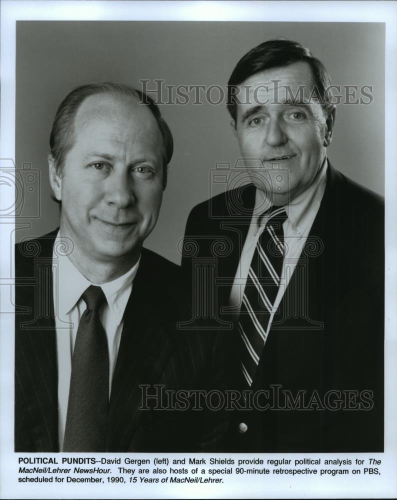 1990 Press Photo David Gergen and Mark Shields host 15 Years of MacNeil/Lehrer. - Historic Images