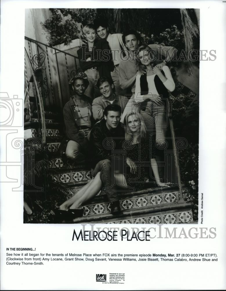 1995 Press Photo Grant Show, Doug Savant, Josie Bissett &amp; cast of Melrose Place. - Historic Images