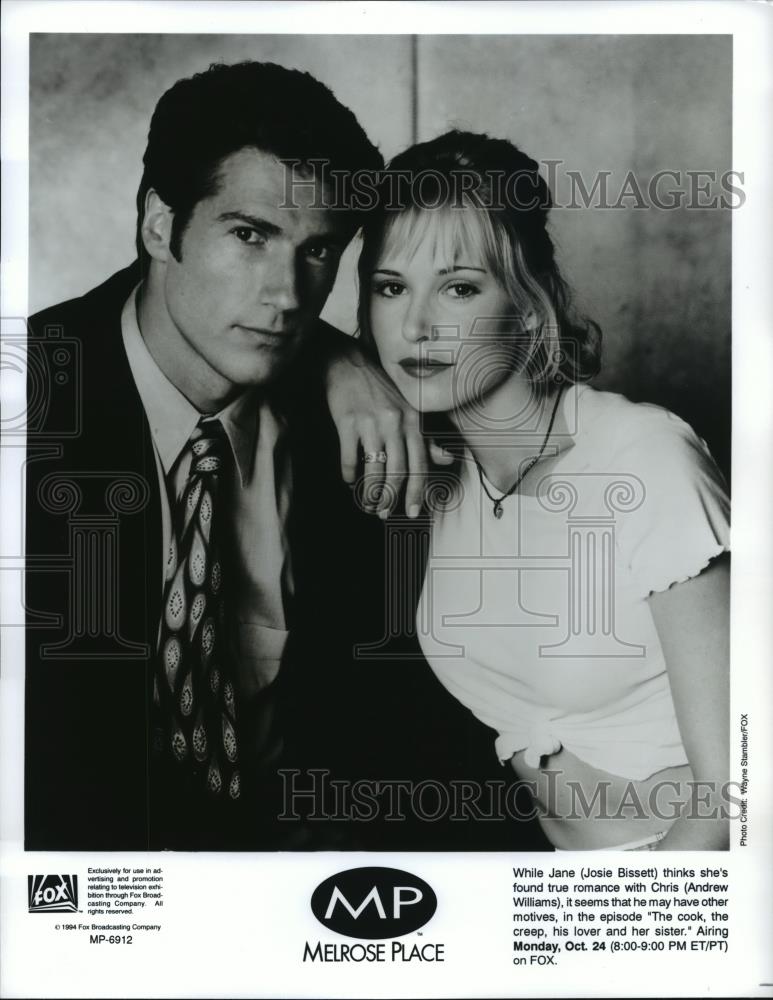 1994 Press Photo Josie Bissett and Andrew Williams on Melrose Place, on Fox. - Historic Images
