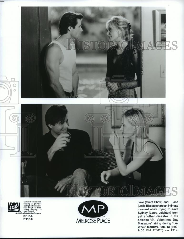 1995 Press Photo Grant Show, Josie Bissett &amp; Laura Leighton in Melrose Place. - Historic Images