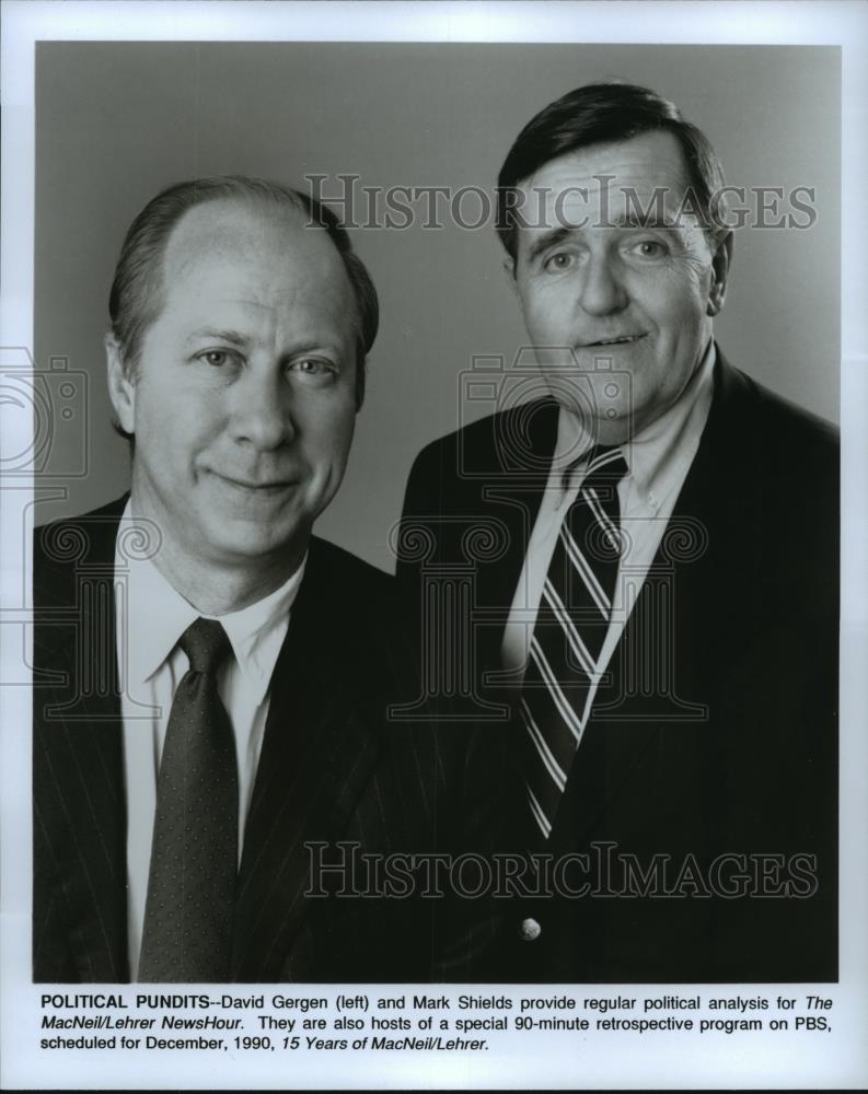 1990 Press Photo David Gergen and Mark Shields on The MacNeil/Lehrer NewsHour. - Historic Images
