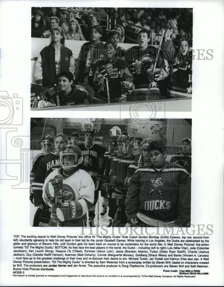 1994 Press Photo Justin Wong, Ty O&#39;Neal &amp; Aaron Lohr in D2 The Mighty Ducks. - Historic Images
