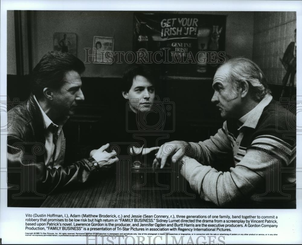 1989 Press Photo Dustin Hoffman and Sean Connery star in Family Business. - Historic Images
