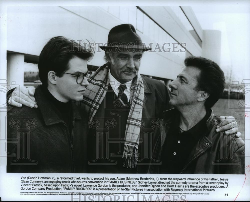 1989 Press Photo Dustin Hoffman and Matthew Broderick star in Family Business. - Historic Images